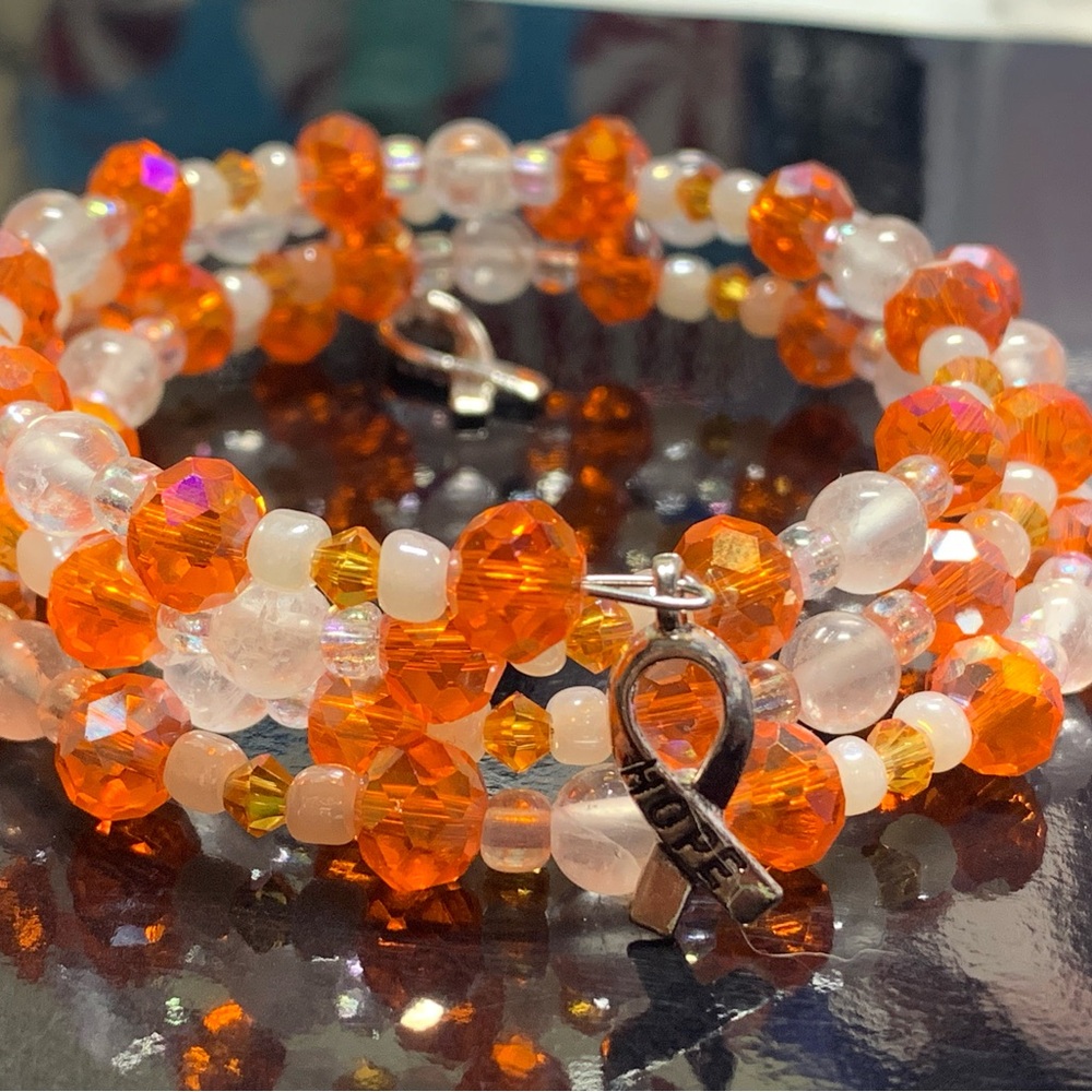 Leukemia Awareness beaded coil bracelet